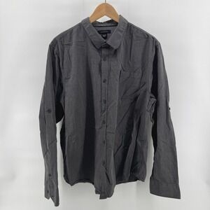 Structure Men's Gray Roll Up Long Sleeve Button Down Shirt XL Cotton Blend